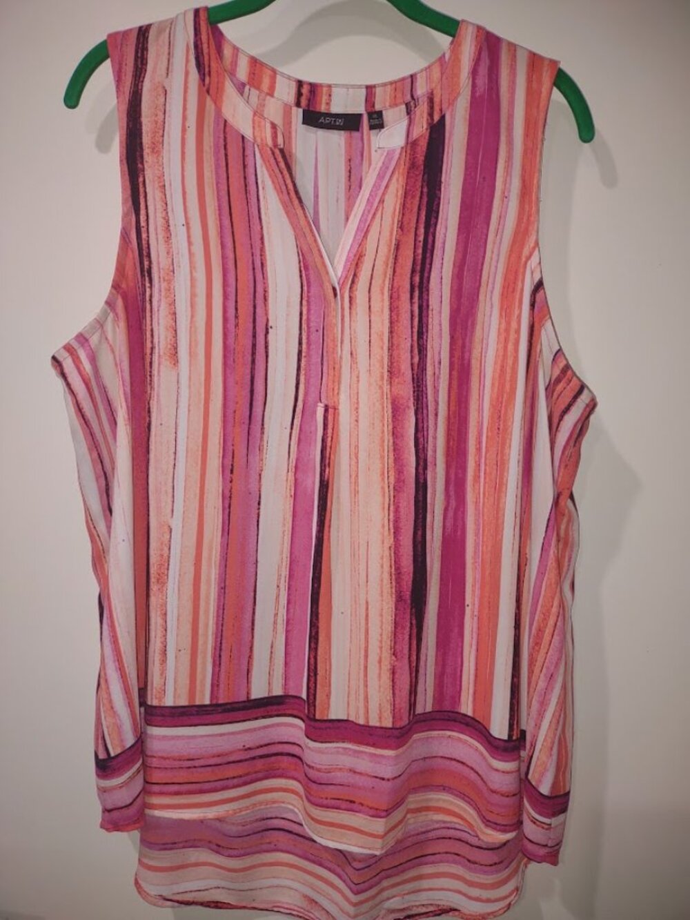 Women's Apt 9 Sherbet Pleated Back Striped High Low Sleeveless Blouse XL